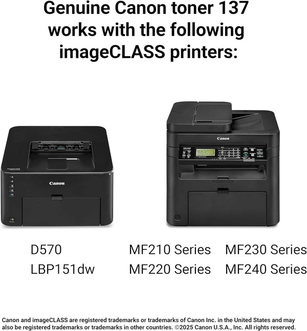 Canon 137 Black Toner Cartridge Compatible with Lbp151Dw, MF210 Series, MF220 Series, MF230 Series, MF240 Series, D570