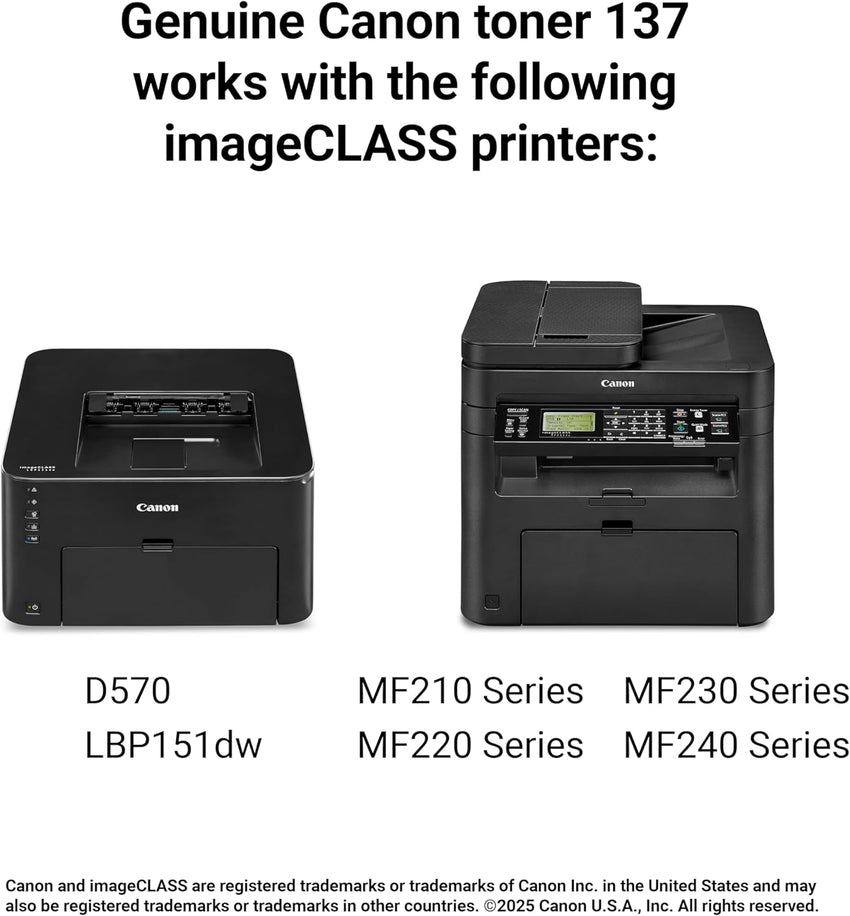 Canon 137 Black Toner Cartridge Compatible with Lbp151Dw, MF210 Series, MF220 Series, MF230 Series, MF240 Series, D570