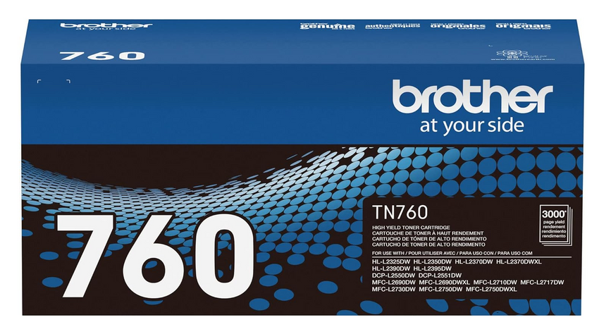 Brother TN-760 Genuine High Yield Black Toner Cartridge - 1 Pk 